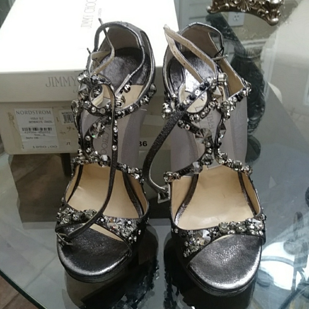 Jimmy Choo Viola in anthracite crackle bling